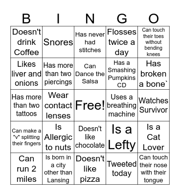 Family Bingo Card
