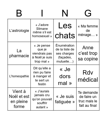 Bingo de mamie Bingo Card