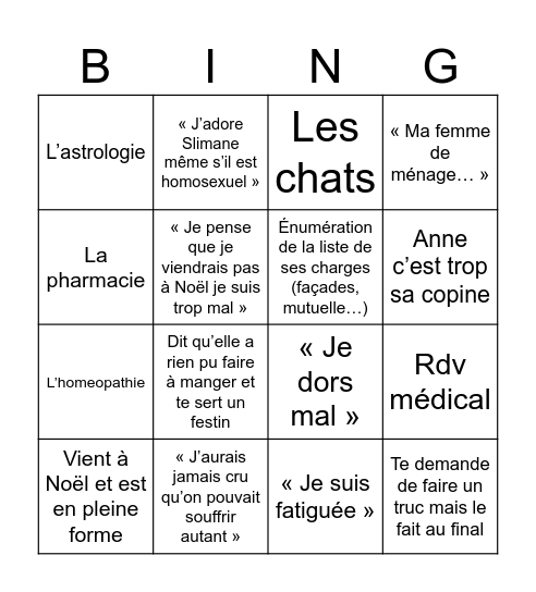 Bingo de mamie Bingo Card