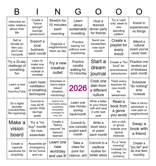 2026 Solutions for Resolutions! Bingo Card