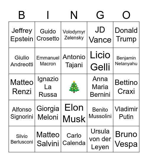Bingo politico di Natale Bingo Card