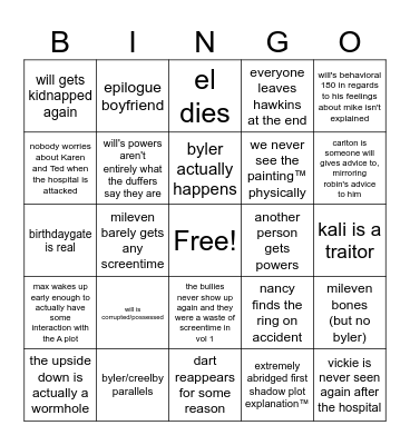 st5 vol 2 Bingo Card