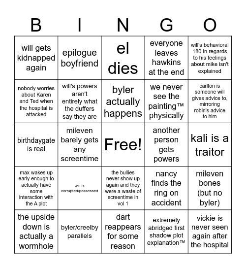 st5 vol 2 Bingo Card