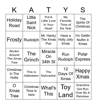 Holiday Movies Bingo Card
