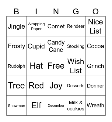Christmas Bingo Card