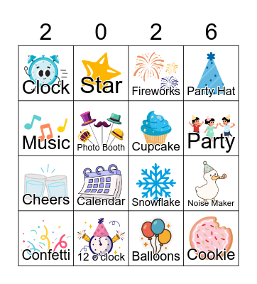 2026 New Years Bingo Card