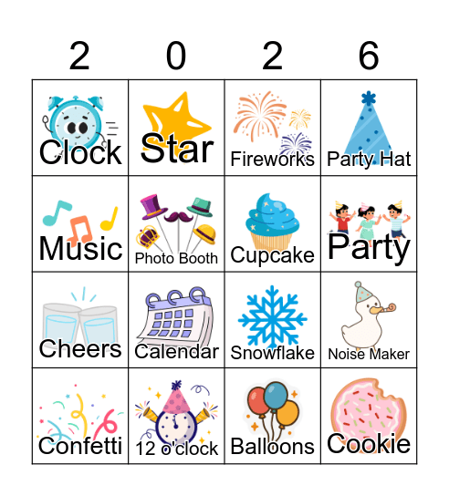 2026 New Years Bingo Card
