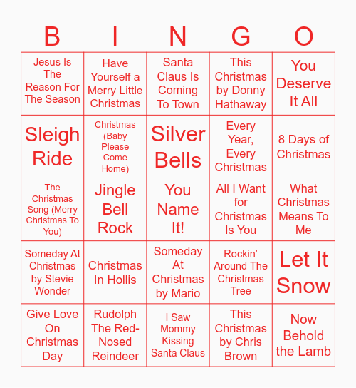 Christmas Bingo Card