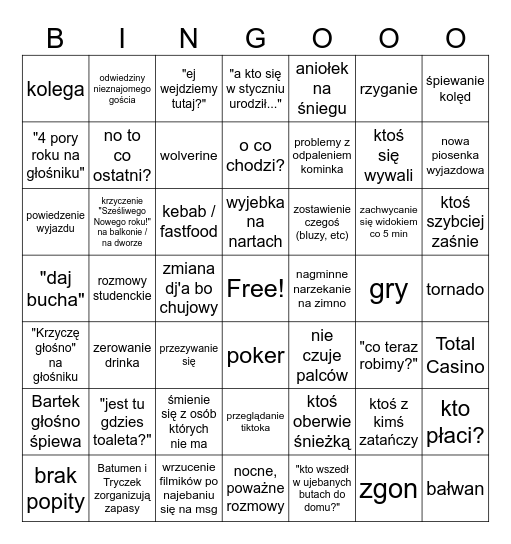 Sylwester 2025/2026 Bingo Card