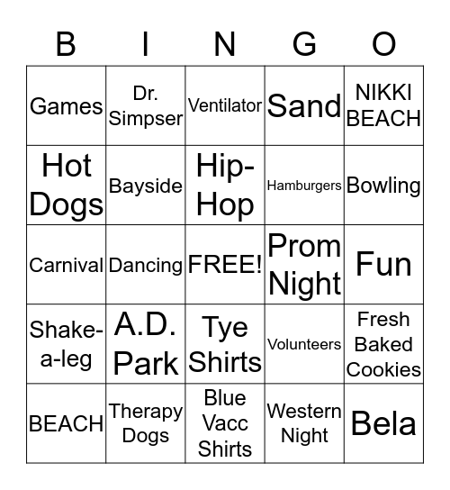 vacc camp bingo Card