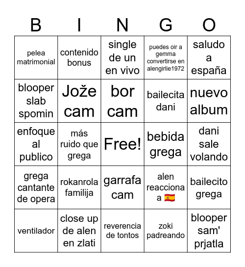 Bing35 Bingo Card