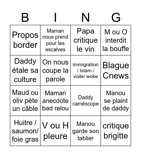 Bingo Noel 2025 Bingo Card