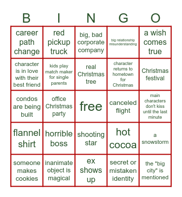 Hallmark Christmas Movie BINGO Card