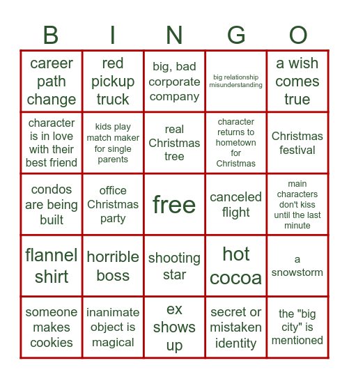 Hallmark Christmas Movie BINGO Card