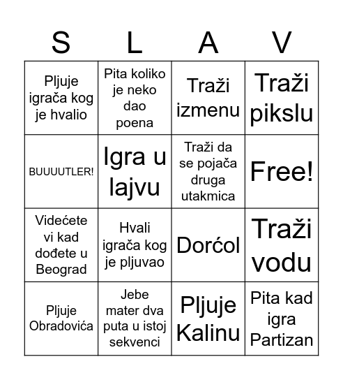 Slavko Bingo Card