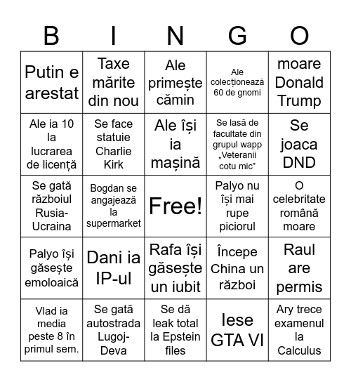 Bingo 2026 Bingo Card