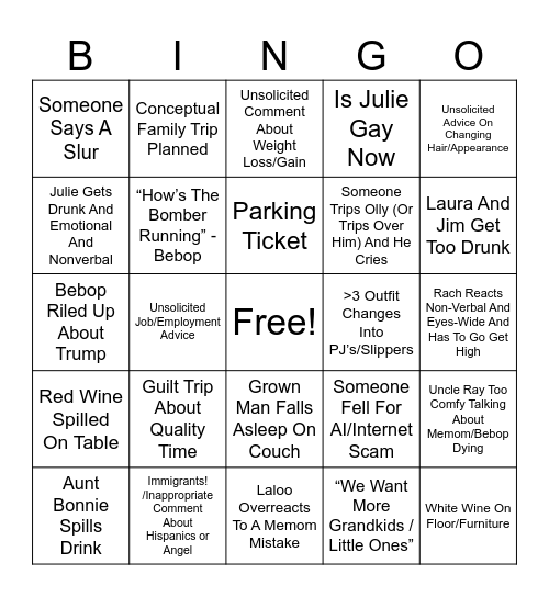 Christmas Eve! Bingo Card