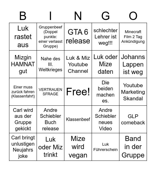 Luk & Miz 2026 Bingo Card