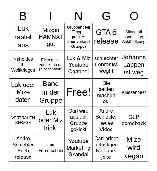 Luk & Miz 2026 Bingo Card