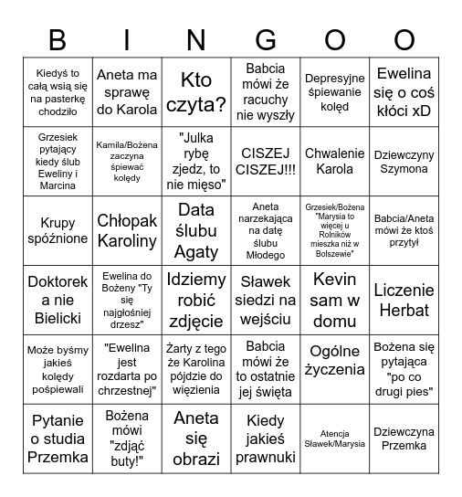 Bingo Święta 2025 Bingo Card