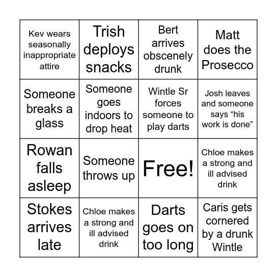 New Years Eve Bingo Card