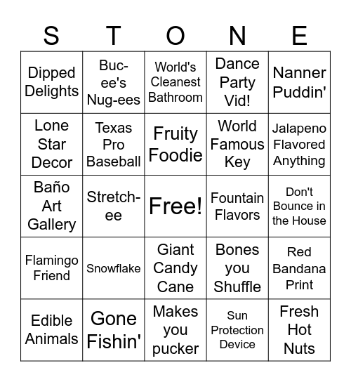 Buc-ee's Bingo 2025 Bingo Card
