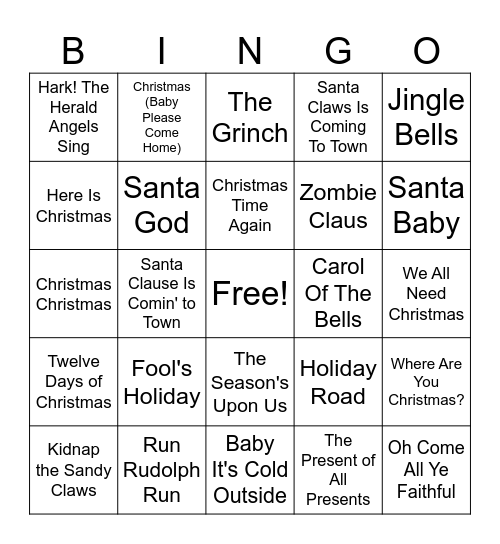 Santa Shreds Bingo Card