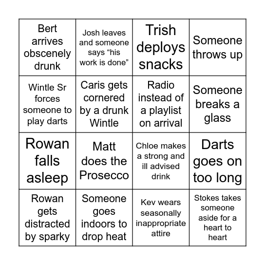 New Years Eve Bingo Card