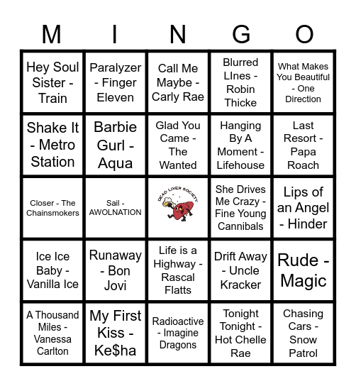 So Bad, Its Good Music! Bingo Card