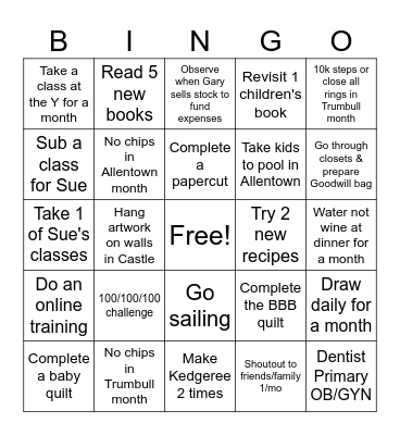 2026 Goals Bingo Card