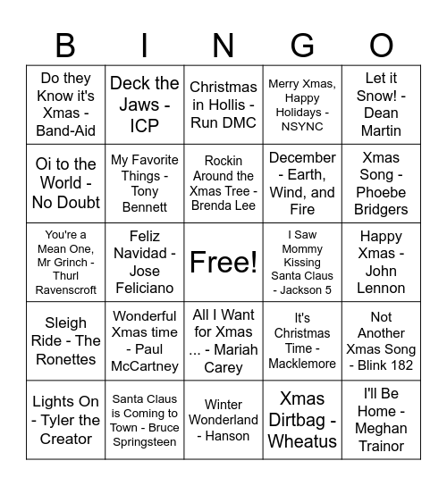 Merry Chrysler Bingo Card