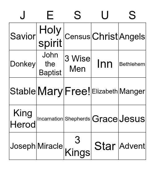 JESUS Bingo Card