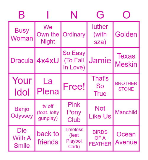 Spotify Wrapped 2025 Bingo Card