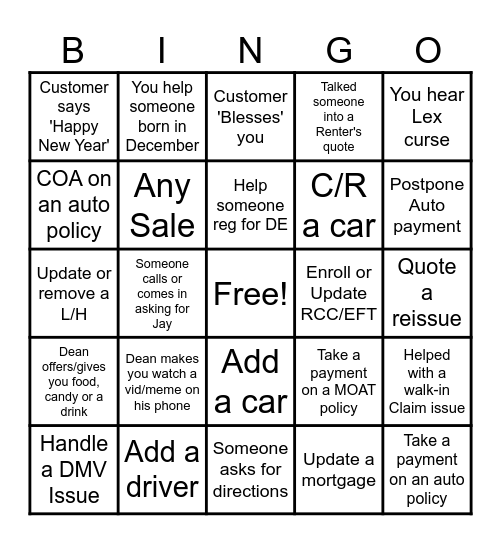 New Years Roulette Bingo! Bingo Card