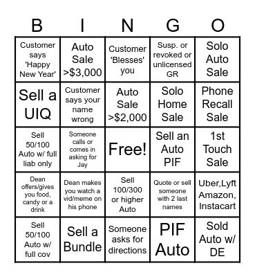 New Years Roulette Bingo! Bingo Card