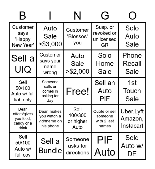 New Years Roulette Bingo! Bingo Card