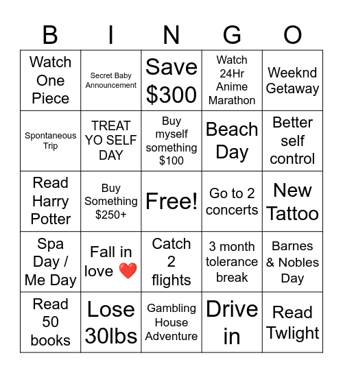 2026 All About Me Bingo Card