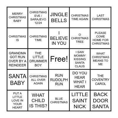 THE CHRISTMAS MIX Bingo Card