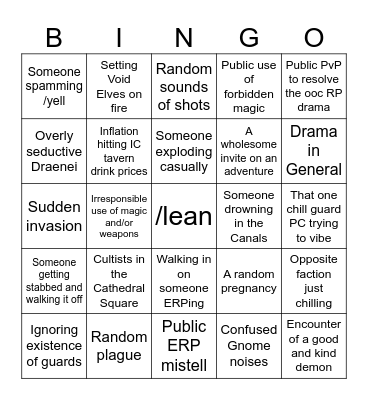 Stormwind Bingo Card