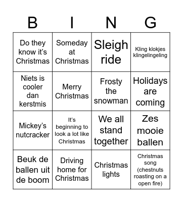 Kerst bingo Card
