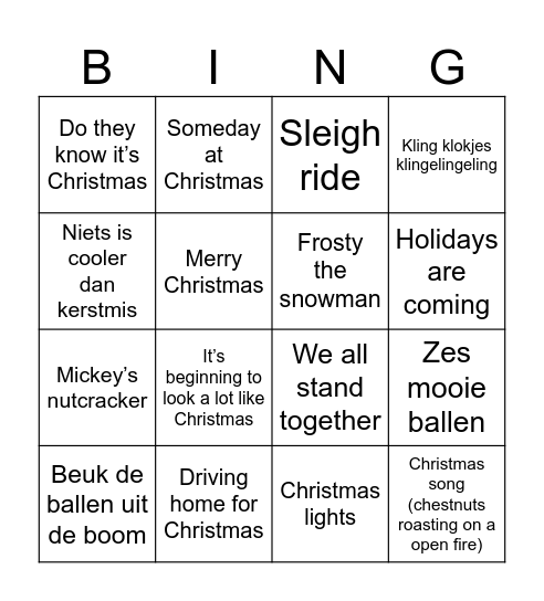 Kerst bingo Card