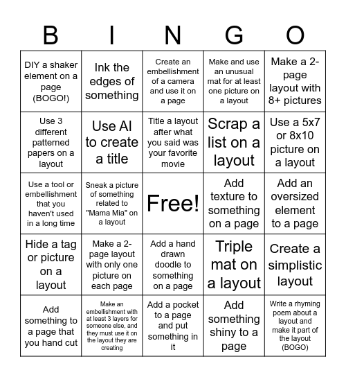 2026 Movie Time Crop Bingo Card