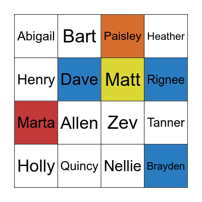 Passengers Bingo Card