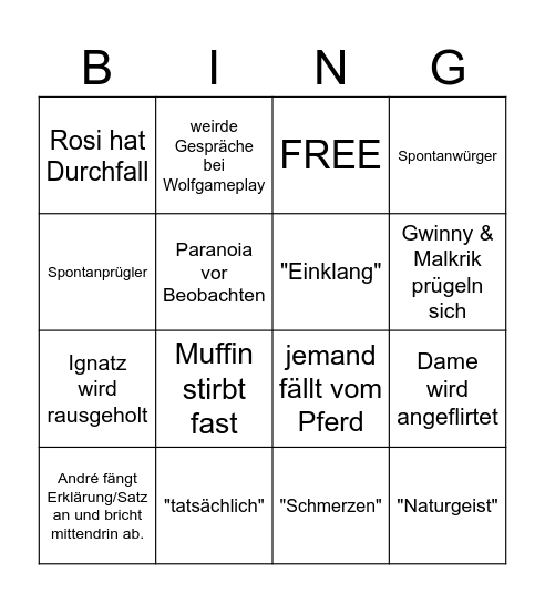 RP UNFALL Bingo Card