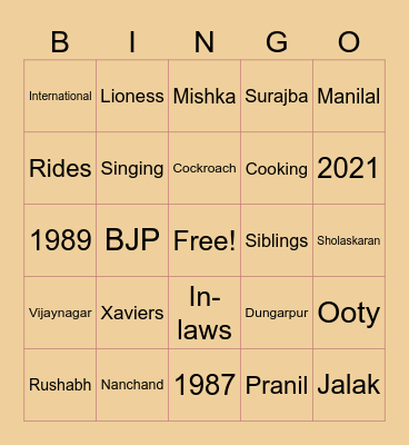 Nitika So Far.. Bingo Card