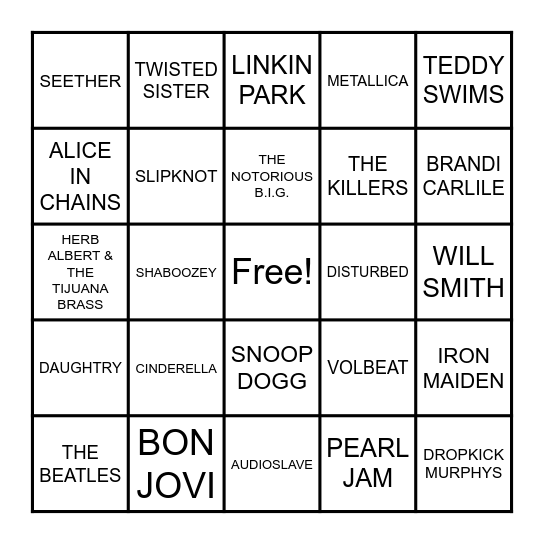 A VERY RANDOM CATEGORY Bingo Card