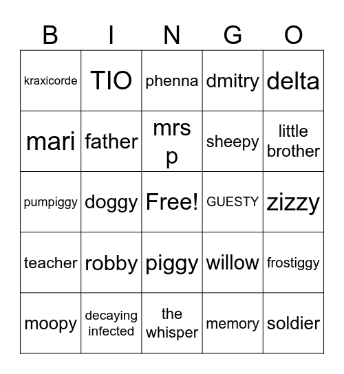 piggy skins Bingo Card