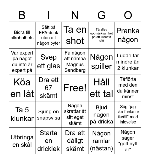 Nyårsbingo Card