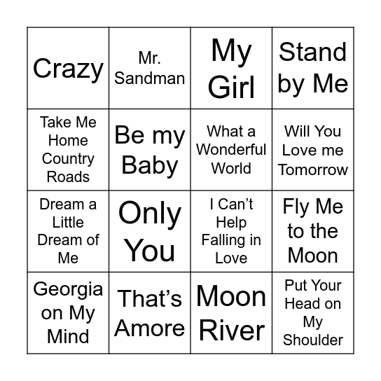 Music Bingo Card
