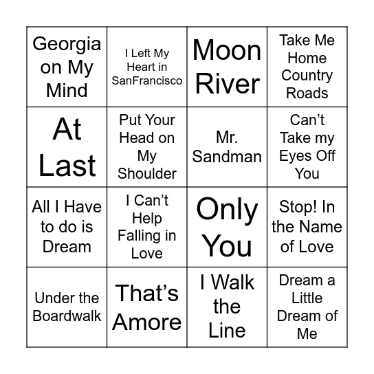 Music Bingo Card